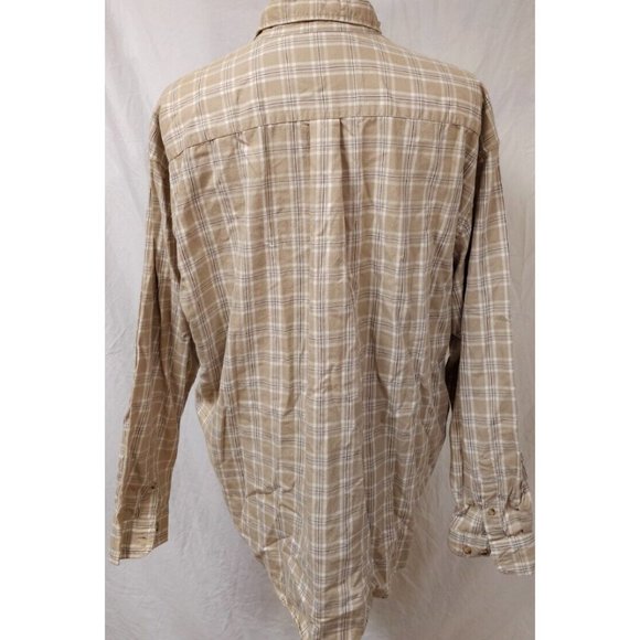 Eddie Bauer Mens XL Beige Stripe Long Sleeve Button Down Flannel Shirt - Picture 7 of 10